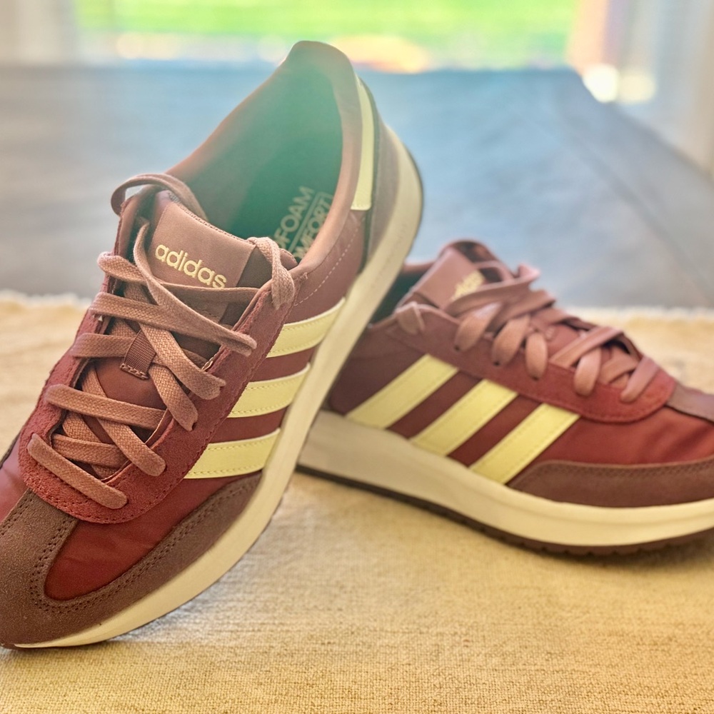Adidas Maroon and Cream Athletic Shoes